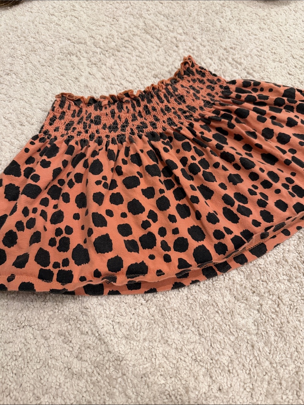 Huxbaby Rust and Black Leopard Smocked Mini Skirt